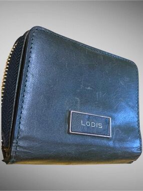 Lodis Leather Bifold Wallet Olive Green Zip Compact Small